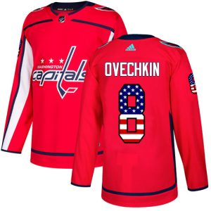 Herren Washington Capitals Eishockey Trikot Alex Ovechkin #8 Authentic Rot USA Flag Fashion